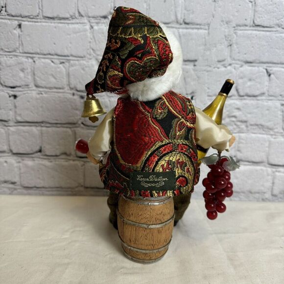 Karen Didion Original Collectible Santa Wine Santa Wine Barrel Grapes EXCELLENT - Picture 3 of 8